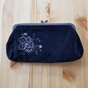 Express Black Velvet Clutch Purse EUC